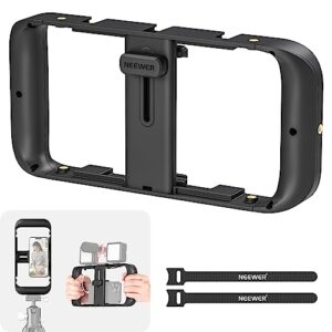 neewer smartphone video rig, phone video stabilizer grip vlogging cage with cold shoe tripod mount, phone rig for videomaker film maker video grapher compatible with iphone samsung and more, a104