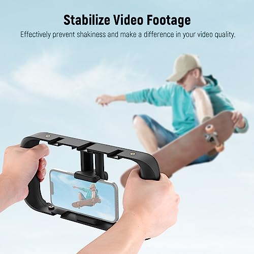 NEEWER Smartphone Video Rig, Phone Video Stabilizer Grip Vlogging Cage with Cold Shoe Tripod Mount, Phone Rig for Videomaker Film Maker Video grapher Compatible with iPhone Samsung and More, A104