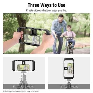 NEEWER Smartphone Video Rig, Phone Video Stabilizer Grip Vlogging Cage with Cold Shoe Tripod Mount, Phone Rig for Videomaker Film Maker Video grapher Compatible with iPhone Samsung and More, A104