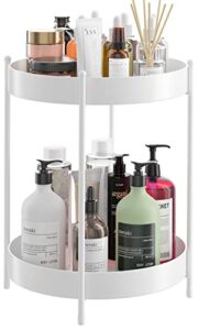 eknitey bathroom organizer countertop tray - perfume counter organizers small sink storage for vanity skincare 2 tier (white)