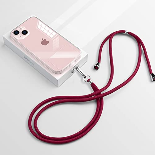 NITITOP Cell Phone Lanyard，Phone Strap，Lanyard with Adjustable Nylon Neck Strap for Crossbody Or Hanging Around The Neck with 2PC Patchs-Wine Red