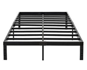 eavesince queen bed frame 14 inch high max 1000 pound heavy duty sturdy metal steel queen size platform no box spring needed black