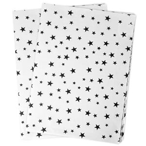 hi sasara 60 sheets white with black star tissue paper,white and black tissue paper for gift bags,star gift wrapping tissue for halloween christmas,wedding,birthday,diy and crafts,14 x 20 inch