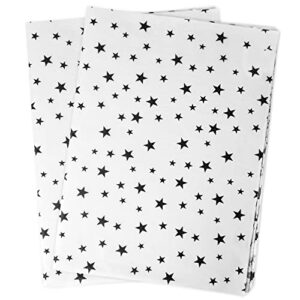 Hi Sasara 60 Sheets White with Black Star Tissue Paper,White and Black Tissue Paper for Gift Bags,Star Gift Wrapping Tissue for Halloween Christmas,Wedding,Birthday,DIY and Crafts,14 x 20 Inch