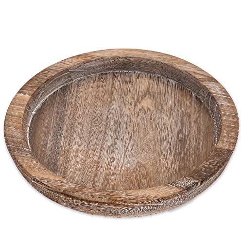 ICAROOM Rustic Wooden Serving Tray - Round Wood for Coffee Table, Candle Holder Home Decor, Small Tray, Decorative Trays Decor (8.07 in / 20.5 cm)