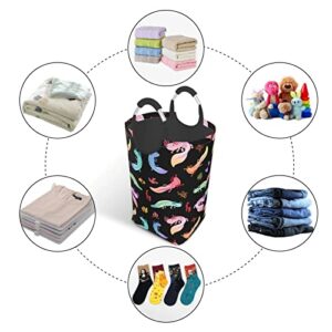 Foldable Square Laundry Hamper Colorful Axolotl Portable Folding Washing Bin Waterproof Collapsible Laundry Bag 50L Large Clothes Storage Basket with Handles for Home Bedroom