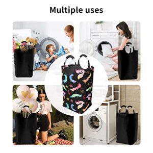 Foldable Square Laundry Hamper Colorful Axolotl Portable Folding Washing Bin Waterproof Collapsible Laundry Bag 50L Large Clothes Storage Basket with Handles for Home Bedroom