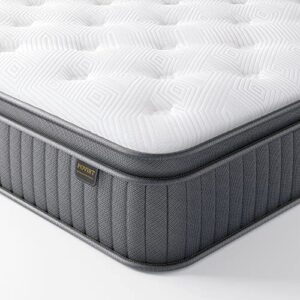 povirt full mattress, 10 inch innerspring hybrid mattress in a box, 7-zone support cool full bed mattress with breathable soft knitted fabric cover for pressure relief, medium firm, 100-night trial