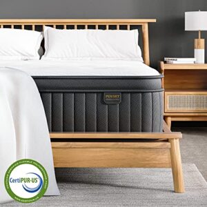 Povirt Full Mattress, 10 Inch Innerspring Hybrid Mattress in a Box, 7-Zone Support Cool Full Bed Mattress with Breathable Soft Knitted Fabric Cover for Pressure Relief, Medium Firm, 100-Night Trial