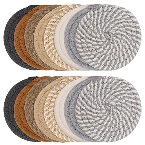 16 Pcs Woven Coasters for Drinks Absorbent Cup Coasters for Wooden Coffee Table, Best Housewarming Gifts, Farmhouse Room Office Decor