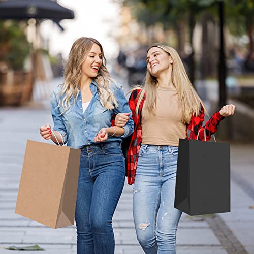 Paper Bags,30PCS Kraft Paper Bags 8.27x4.13x10.7Inch,Black Paper Gift Bags,Black Paper Bags with Handles,Shopping Bags Retail Bags Bulk for Small Business,Boutique,Grocery,Birthday Wedding Party Favor