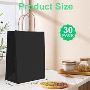 Paper Bags,30PCS Kraft Paper Bags 8.27x4.13x10.7Inch,Black Paper Gift Bags,Black Paper Bags with Handles,Shopping Bags Retail Bags Bulk for Small Business,Boutique,Grocery,Birthday Wedding Party Favor