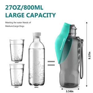 Portable Dog Water Bottle, 27OZ Dog Water Dispenser with Patented Leak-Proof Design for Dog Walking, Hiking and Traveling BPA-Free Materials (Green)