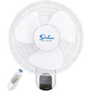 simple deluxe digital wall mount fan with remote control 3 oscillating modes, speed, 72 inches power cord