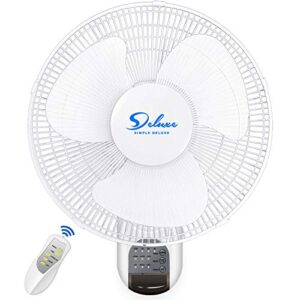 Simple Deluxe Digital Wall Mount Fan with Remote Control 3 Oscillating Modes, Speed, 72 Inches Power Cord