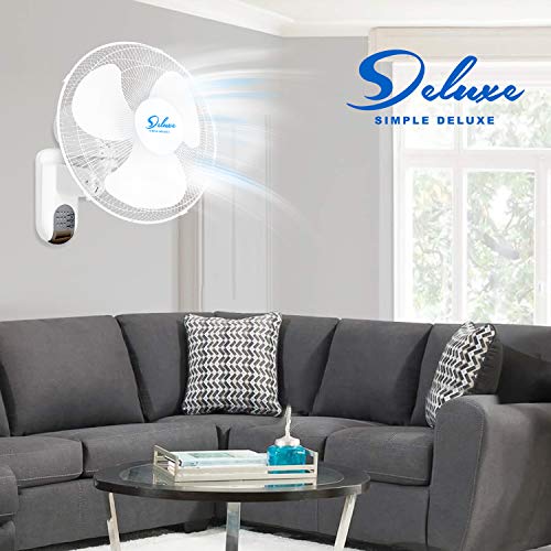 Simple Deluxe Digital Wall Mount Fan with Remote Control 3 Oscillating Modes, Speed, 72 Inches Power Cord