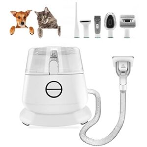 pro pet grooming kit & vacuum suction 99% pet hair, low noise dog grooming clippers, 5 pet grooming tools,1.2l dust box, for shedding tools for dogs cats and other animals pet hair