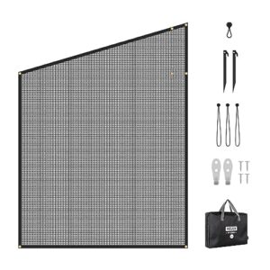 WELKIN RV Awning Sun Shade Screen, (7' x 9'), Black Mesh Screen Sunshade, UV Sun Blocker Canopy Complete Kits for Motorhome Camping Trailer