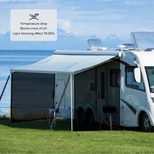 WELKIN RV Awning Sun Shade Screen, (7' x 9'), Black Mesh Screen Sunshade, UV Sun Blocker Canopy Complete Kits for Motorhome Camping Trailer