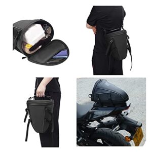 Motorcycle Backseat Tank Bag Motorcycle Tail Bags, Waterproof Leather PU Super Light Storage Saddle Bag, Multifunctional Motorbike Rear Seat Storage Accessories Bag, Black (Grey)