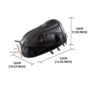 Motorcycle Backseat Tank Bag Motorcycle Tail Bags, Waterproof Leather PU Super Light Storage Saddle Bag, Multifunctional Motorbike Rear Seat Storage Accessories Bag, Black (Grey)