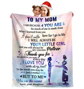 arthmom personalized blanket gifts for mom dad, cozy fleece sofa throw blankets for christmas anniversary valentines birthday day (to mom from daughter-colorful, 60" x 50")