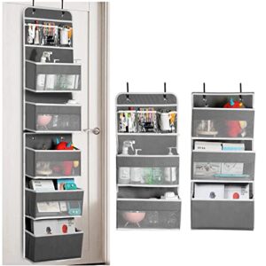 tuffen over door organizer, 6 shelf bathroom organizer, 1 split into 2 hanging closet organizer for a room, kitchen, bedroom, and toy, shoe, stuffed animal, velcro fixed without deformation, grey