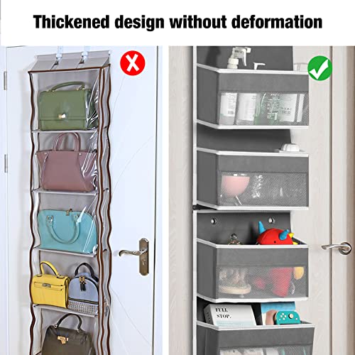 Tuffen Over Door Organizer, 6 Shelf Bathroom Organizer, 1 Split into 2 Hanging Closet Organizer for A Room, Kitchen, Bedroom, and Toy, Shoe, Stuffed Animal, Velcro Fixed Without Deformation, Grey