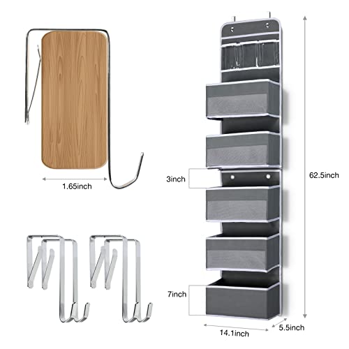 Tuffen Over Door Organizer, 6 Shelf Bathroom Organizer, 1 Split into 2 Hanging Closet Organizer for A Room, Kitchen, Bedroom, and Toy, Shoe, Stuffed Animal, Velcro Fixed Without Deformation, Grey