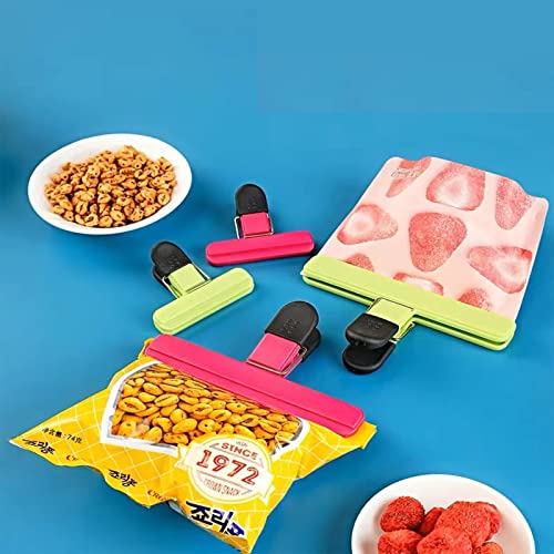 Akuzedos Chip Clips, 8 Heavy Duty Pack Food Clips, Bag Clips for Food Storage with Air Tight Seal Grip (4 Large and 4 Small)