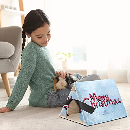 enheng Small Pet Hideout Merry Christmas English Letter five-30180 Hamster House Guinea Pig Playhouse for Dwarf Rabbits Hedgehogs Chinchillas