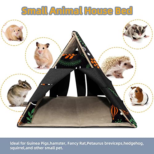 enheng Small Pet Hideout Christmas Pattern Hamster House Guinea Pig Playhouse for Dwarf Rabbits Hedgehogs Chinchillas