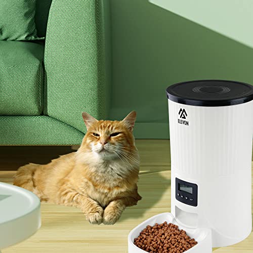 ELEVON 4L Automatic Pet Feeder Food Dispenser,Auto Dog Food Dispenser,10S Voice Recorder&Programmable Timed Cat Feeder with Desiccant Bag for Small Large Pets Puppy Kitten Rabbit Large Capacity