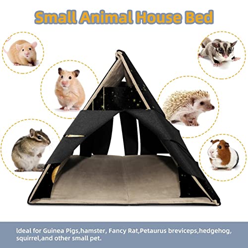 Small Pet Hideout Merry Christmas Happy New Year Background Hamster House Guinea Pig Playhouse for Dwarf Rabbits Hedgehogs Chinchillas