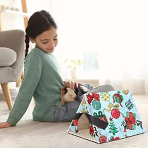 enheng Small Pet Hideout Christmas Elements Ball Tree Gift Box Hamster House Guinea Pig Playhouse for Dwarf Rabbits Hedgehogs Chinchillas