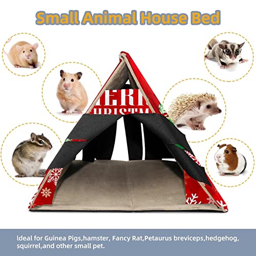 enheng Small Pet Hideout Creative Christmas Santa Red Hamster House Guinea Pig Playhouse for Dwarf Rabbits Hedgehogs Chinchillas