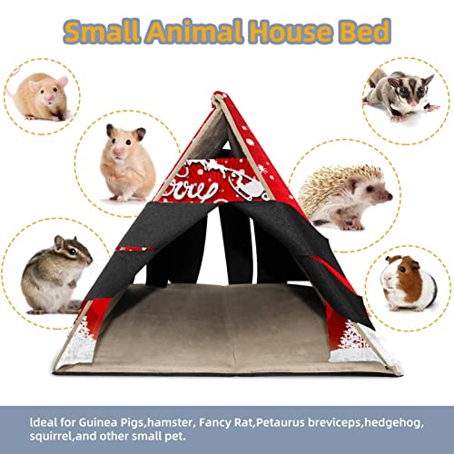 enheng Small Pet Hideout Merry Christmas Beautiful Hamster House Guinea Pig Playhouse for Dwarf Rabbits Hedgehogs Chinchillas