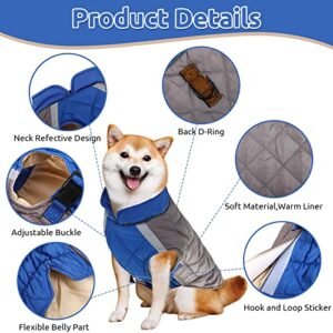 Dog Winter Coat Warm Dog Clothes for Cold Weather Pet Reflective Jacket with Collar, Leash Ring, Adjustable Buckle for Small Medium Large Dogs