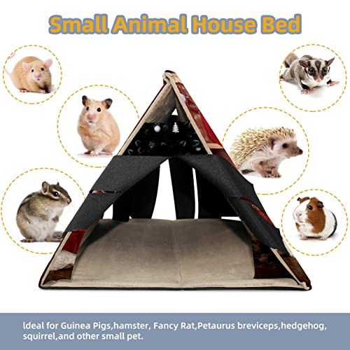 enheng Small Pet Hideout Christmas Animal Dog Hamster House Guinea Pig Playhouse for Dwarf Rabbits Hedgehogs Chinchillas