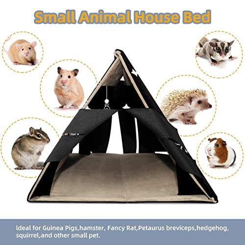 enheng Small Pet Hideout Christmas Lamps Background Hamster House Guinea Pig Playhouse for Dwarf Rabbits Hedgehogs Chinchillas