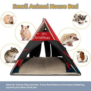 enheng Small Pet Hideout Christmas Background Hamster House Guinea Pig Playhouse for Dwarf Rabbits Hedgehogs Chinchillas