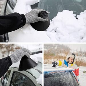 3 Pcs Magical Ice Scrapers for Car Windshield, Round Snow Scraper with Funnel, Cone-Shaped Car Snow Remover, Car Window Scraper for Ice & Snow, Car Winter Accessories, Gift for Chrismas (Black)