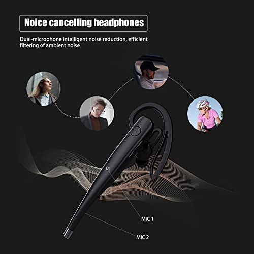 ESSONIO Headphones Bluetooth earpiece Wireless Headphones with mic Cell Phone Noise canceling earpiece Hands-Free Headset Bluetooth Headset for Cell Phones