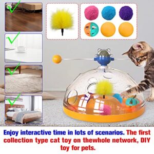 AOCCIT Cat Toy Indoor for Cats Interactive Best Kitten Puzzle Toys Seller Kitty Treasure Chest Puzzles Smart stimulating Mental Stimulation Brain Games Track Balls Teaser Catnip Ball with Feather AB