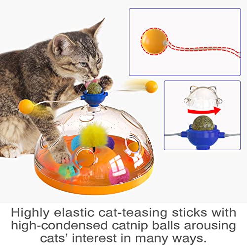 AOCCIT Cat Toy Indoor for Cats Interactive Best Kitten Puzzle Toys Seller Kitty Treasure Chest Puzzles Smart stimulating Mental Stimulation Brain Games Track Balls Teaser Catnip Ball with Feather AB