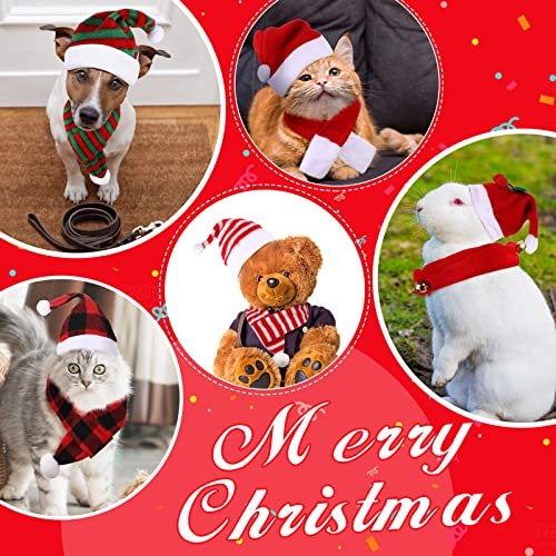 10 Pieces Christmas Cat Santa Hats with Scarf and Collar Set, Christmas Cat Costumes Pet Santa Hat Scarf Set Puppy Dog Christmas Hat Xmas Cat Outfit for Cats Small Dogs Puppy Christmas Accessories