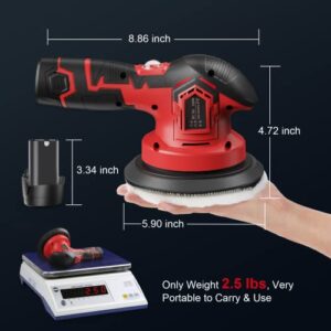 Cordless Car Buffer Polisher - with 2pcs Batteries and Polishing Pads, Aiment 6 Inch Car Polisher for Car Detailing with 6 Variable Speed, 2500-5000RPM Brushless Polisher for Waxing Paint Correction