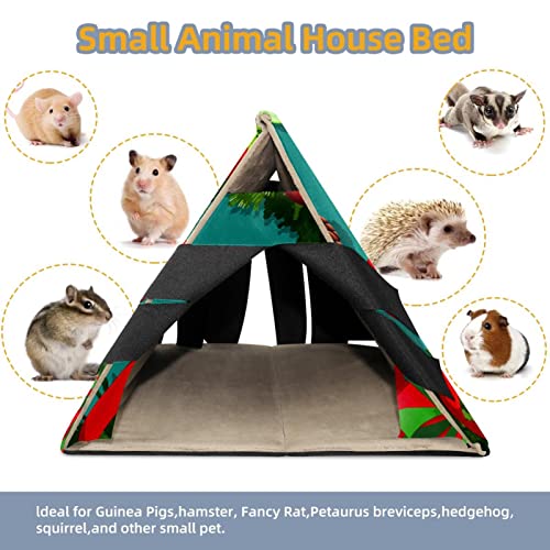 enheng Small Pet Hideout Christmas Ornaments Pinecones Green Background Hamster House Guinea Pig Playhouse for Dwarf Rabbits Hedgehogs Chinchillas