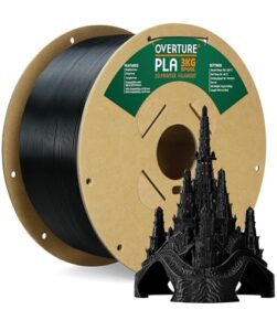 overture pla filament 1.75mm pla 3d printer filament, 3kg cardboard spool (6.6lbs), dimensional accuracy +/- 0.03mm, fit most fdm printer(black 3kg-1 pack)