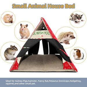 enheng Small Pet Hideout Christmas Background Hamster House Guinea Pig Playhouse for Dwarf Rabbits Hedgehogs Chinchillas